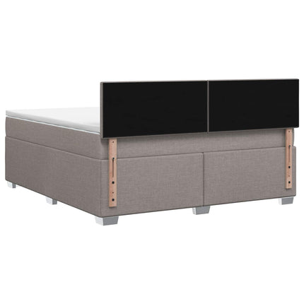 Box Spring Seng med Madras og LED Gråbrun 140 x 190 cm Stof