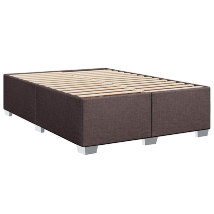 Box Spring Seng med Madras og LED Mørk Brun 140 x 200 cm Stof