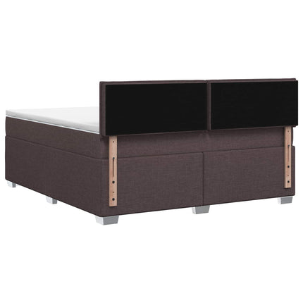 Box Spring Seng med Madras og LED Mørk Brun 140 x 200 cm Stof