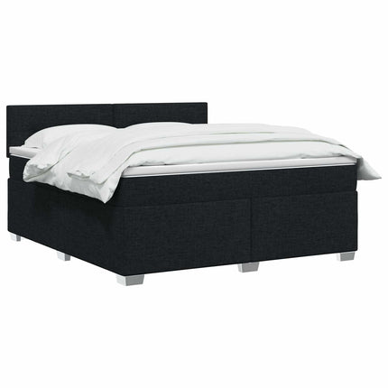 Box Spring Seng med Madras og LED Sort 180 x 200 cm Stof