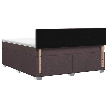 Box Spring Seng med Madras og LED Mørk Brun 180 x 200 cm Stof