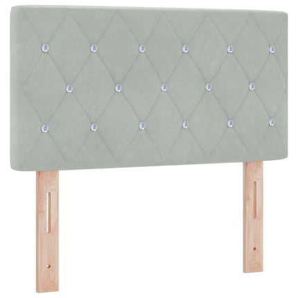 Box Spring Seng med Madras og LED Lysegrå 80 x 200 cm Velour