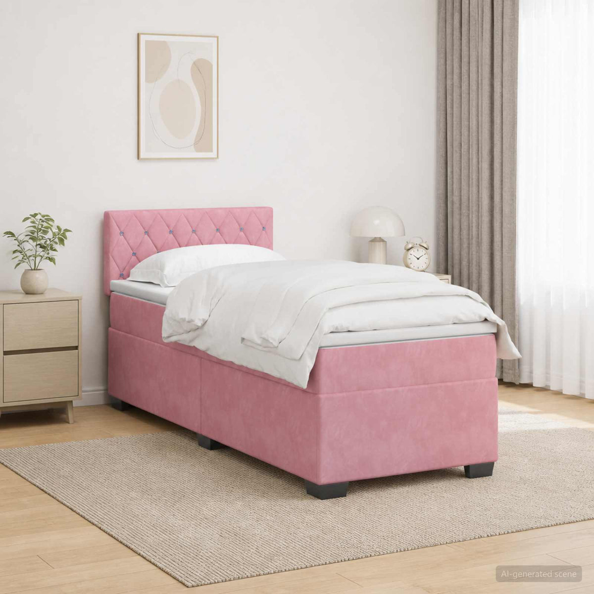 Box Spring Seng med Madras og LED Lyserd 80 x 200 cm Velour