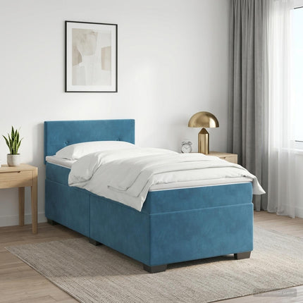 Box Spring Seng med Madras og LED Blå 80 x 200 cm Velour