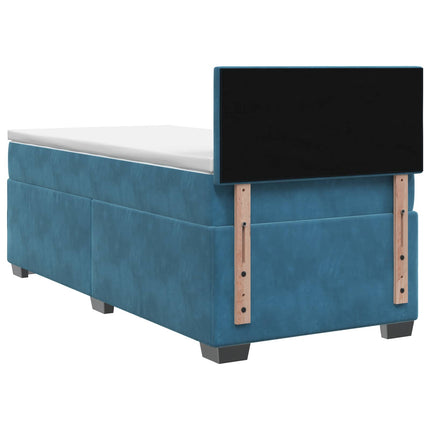 Box Spring Seng med Madras og LED Blå 90 x 190 cm Velour