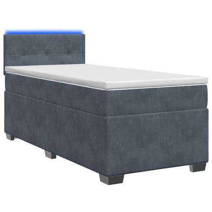 Box Spring Seng med Madras og LED Mørkegrå 90 x 190 cm Velour