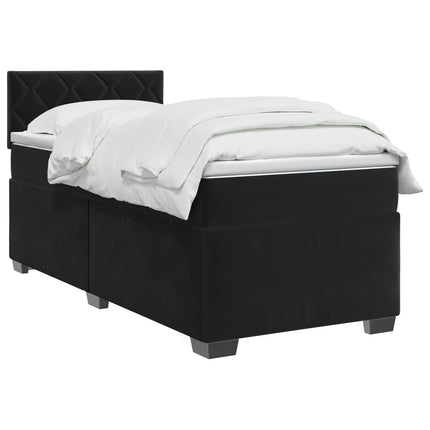 Box Spring Seng med Madras og LED Sort 90 x 190 cm Velour
