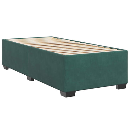Box Spring Seng med Madras og LED Mørkegrøn 90 x 190 cm Velour
