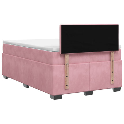 Box Spring Seng med Madras og LED Lyserød 120 x 190 cm Velour