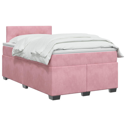 Box Spring Seng med Madras og LED Lyserød 120 x 190 cm Velour
