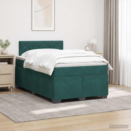 Box Spring Seng med Madras og LED Mørkegrøn 120 x 190 cm Velour