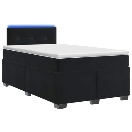Box Spring Seng med Madras og LED Sort 120 x 200 cm Velour
