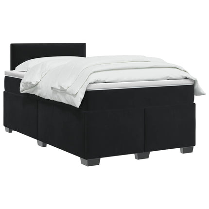 Box Spring Seng med Madras og LED Sort 120 x 200 cm Velour