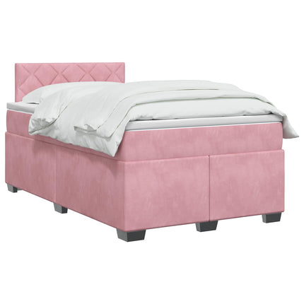 Box Spring Seng med Madras og LED Lyserød 120 x 200 cm Velour