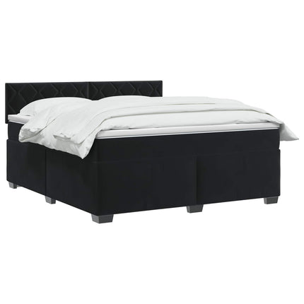 Box Spring Seng med Madras og LED Sort 140 x 200 cm Velour
