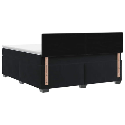 Box Spring Seng med Madras og LED Sort 160 x 200 cm Velour