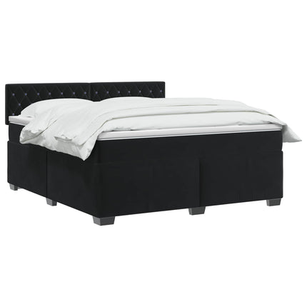 Box Spring Seng med Madras og LED Sort 160 x 200 cm Velour
