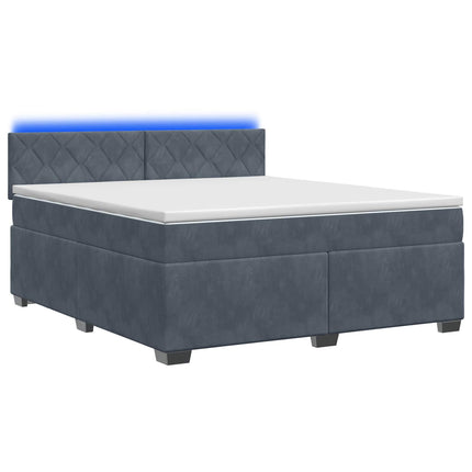 Box Spring Seng med Madras og LED Mørkegrå 160 x 200 cm Velour