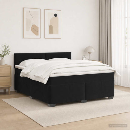 Box Spring Seng med Madras og LED Sort 180 x 200 cm Velour