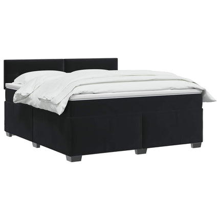 Box Spring Seng med Madras og LED Sort 180 x 200 cm Velour