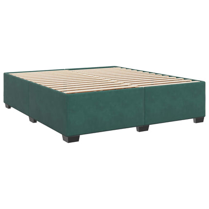 Box Spring Seng med Madras og LED Mørkegrøn 180 x 200 cm Velour