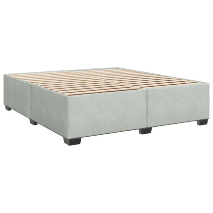 Box Spring Seng med Madras og LED Lysegrå 180 x 200 cm Velour