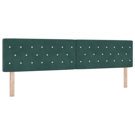Box Spring Seng med Madras og LED Mørkegrøn 200 x 200 cm Velour