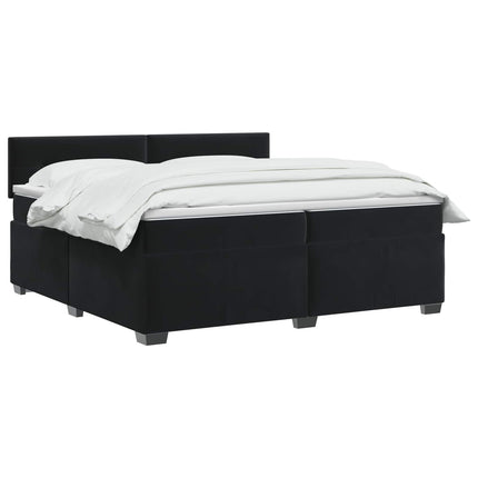 Box Spring Seng med Madras og LED Sort 200 x 200 cm Velour