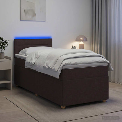 Boxmadras med topmadras Mørk Brun 90 x 190 cm Stof