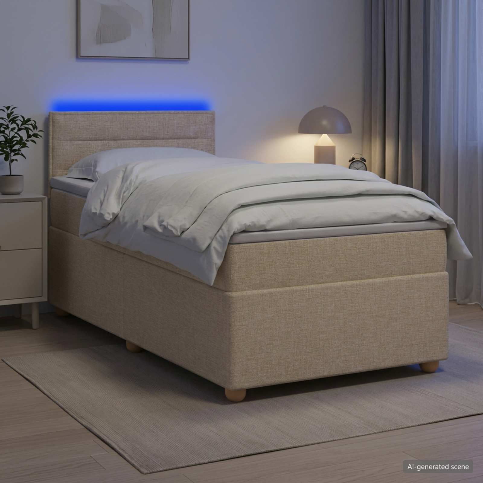 Boxmadras med topmadras Cremefarvet 100 x 200 cm Stof