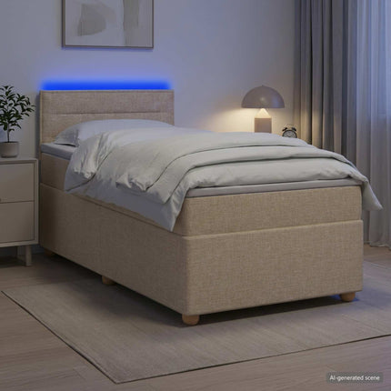 Boxmadras med topmadras Cremefarvet 80 x 200 cm Stof