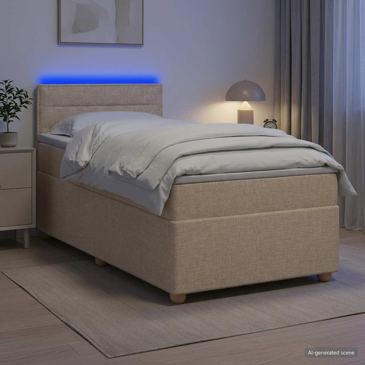 Boxmadras med topmadras Cremefarvet 80 x 200 cm Stof