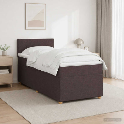 Boxmadras med topmadras Mørk Brun 90 x 190 cm Stof