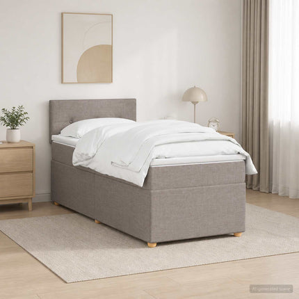 Boxmadras med topmadras Gråbrun 100 x 200 cm Stof