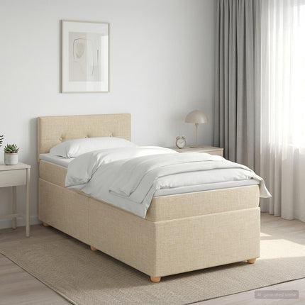 Boxmadras med topmadras Cremefarvet 90 x 200 cm Stof