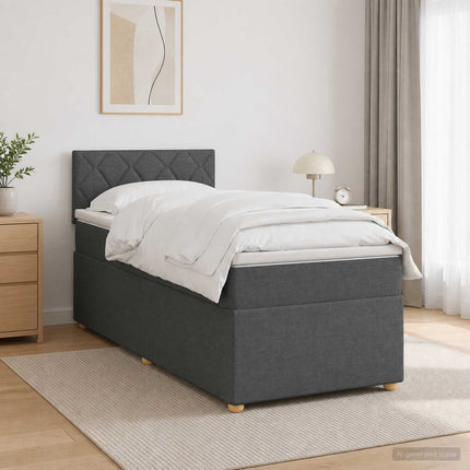 Boxmadras med topmadras Mørkegrå 90 x 200 cm Stof