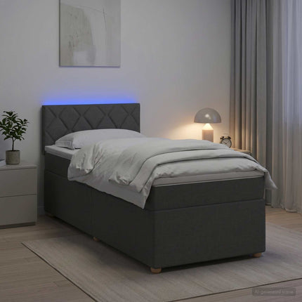 Boxmadras med topmadras Mørkegrå 90 x 190 cm Stof