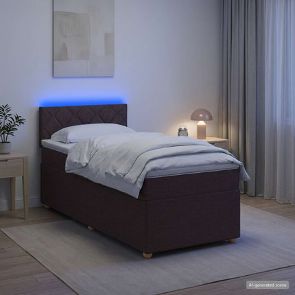 Boxmadras med topmadras Mørk Brun 90 x 190 cm Stof