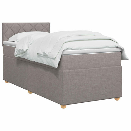 Boxmadras med topmadras med hovedgærde Gråbrun 80 x 200 cm Stof