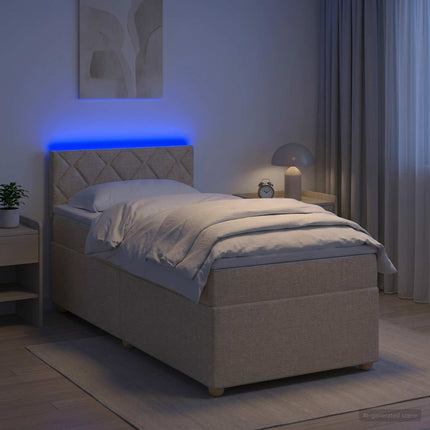 Boxmadras med topmadras Cremefarvet 90 x 200 cm Stof