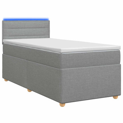 Boxmadras med topmadras med hovedgærde Lysegrå 90 x 190 cm Stof