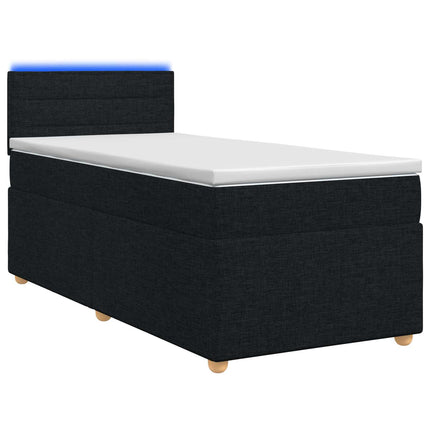 Boxmadras med topmadras med hovedgærde Sort 90 x 190 cm Stof
