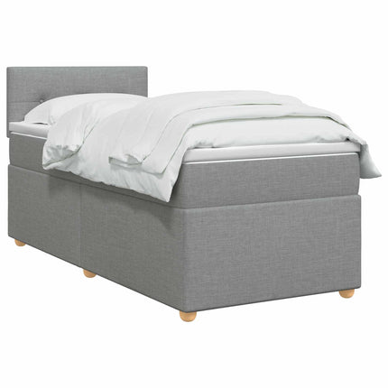 Boxmadras med topmadras med hovedgærde Lysegrå 90 x 190 cm Stof