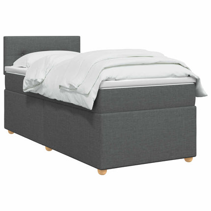 Boxmadras med topmadras Mørkegrå 90 x 190 cm Stof
