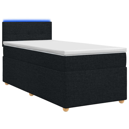 Boxmadras med topmadras med hovedgærde Sort 90 x 190 cm Stof