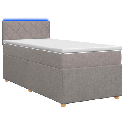 Boxmadras med topmadras med hovedgærde Gråbrun 90 x 190 cm Stof