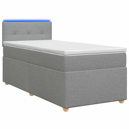 Boxmadras med topmadras med hovedgærde Lysegrå 90 x 200 cm Stof