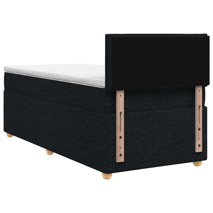 Boxmadras med topmadras med hovedgærde Sort 100 x 200 cm Stof