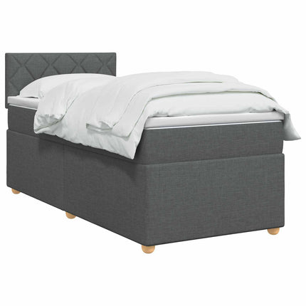 Boxmadras med topmadras Mørkegrå 100 x 200 cm Stof