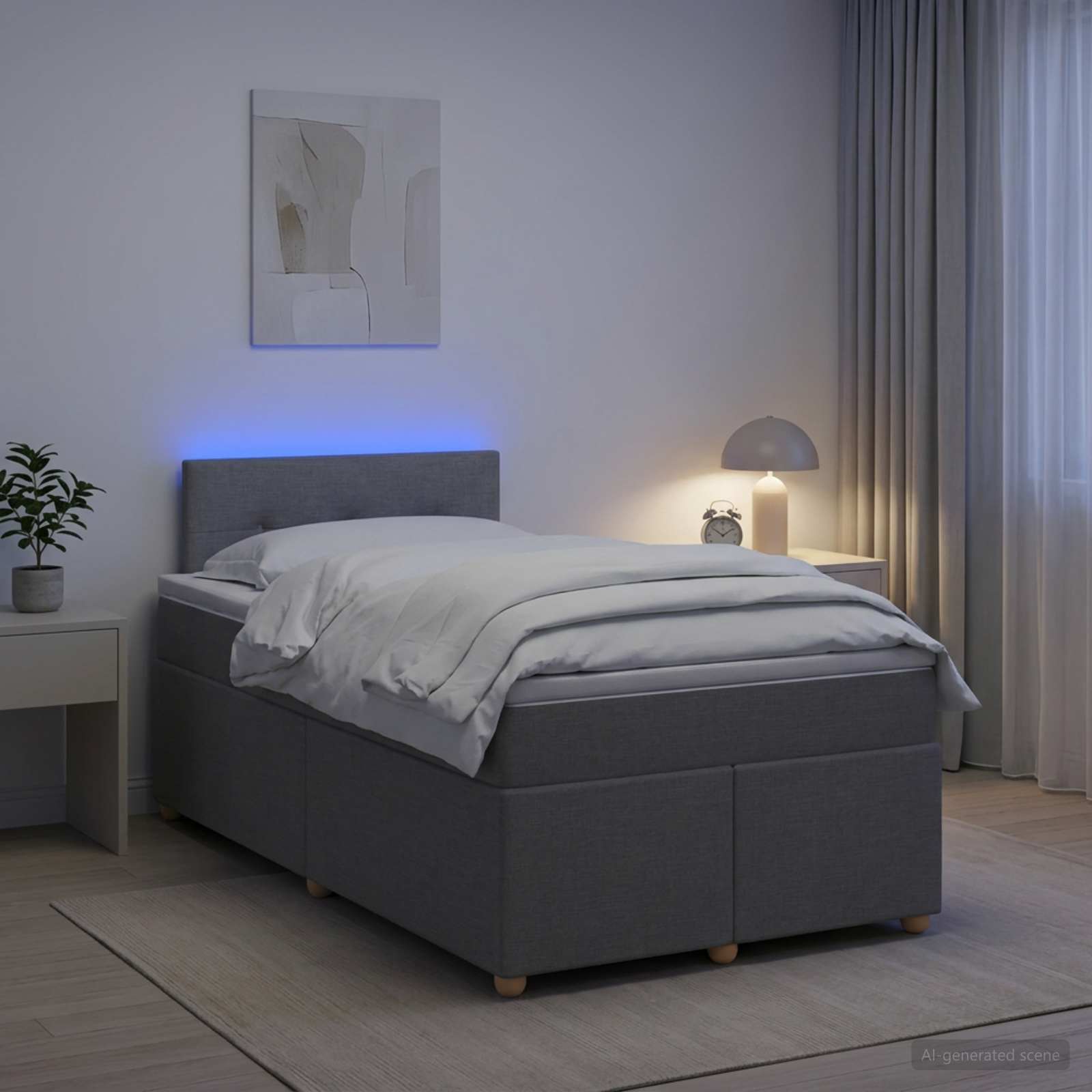 Boxmadras med topmadras Lysegr 120 x 200 cm Stof